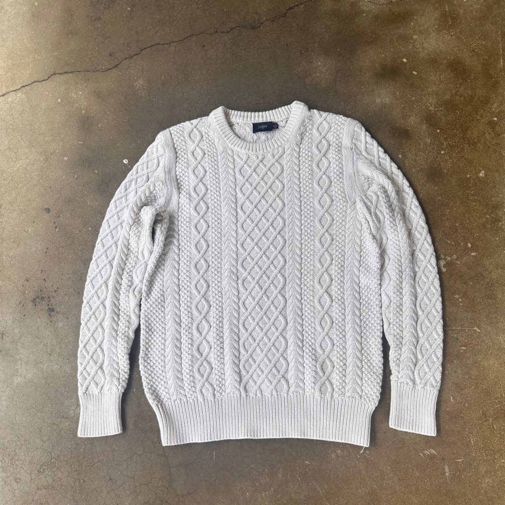 J.Crew Cable Knit Sweater Women XS Cream Excellent Cotton Pullover Top